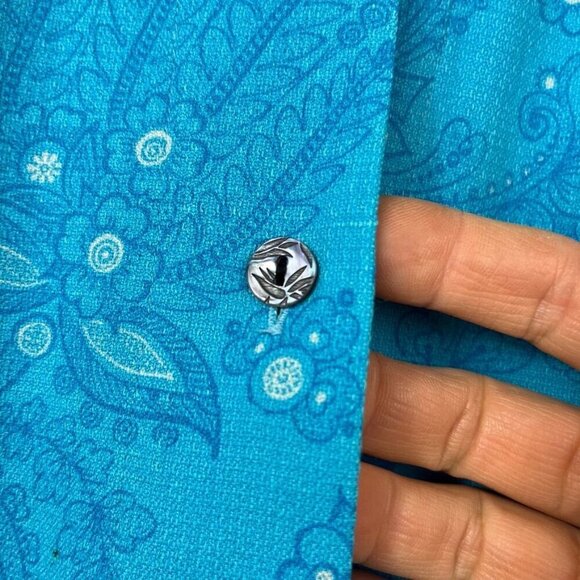 Columbia‎ Sportwear River Resort Silk Cotton Blouse Womens M Retro Paisley Disco - Picture 2 of 12